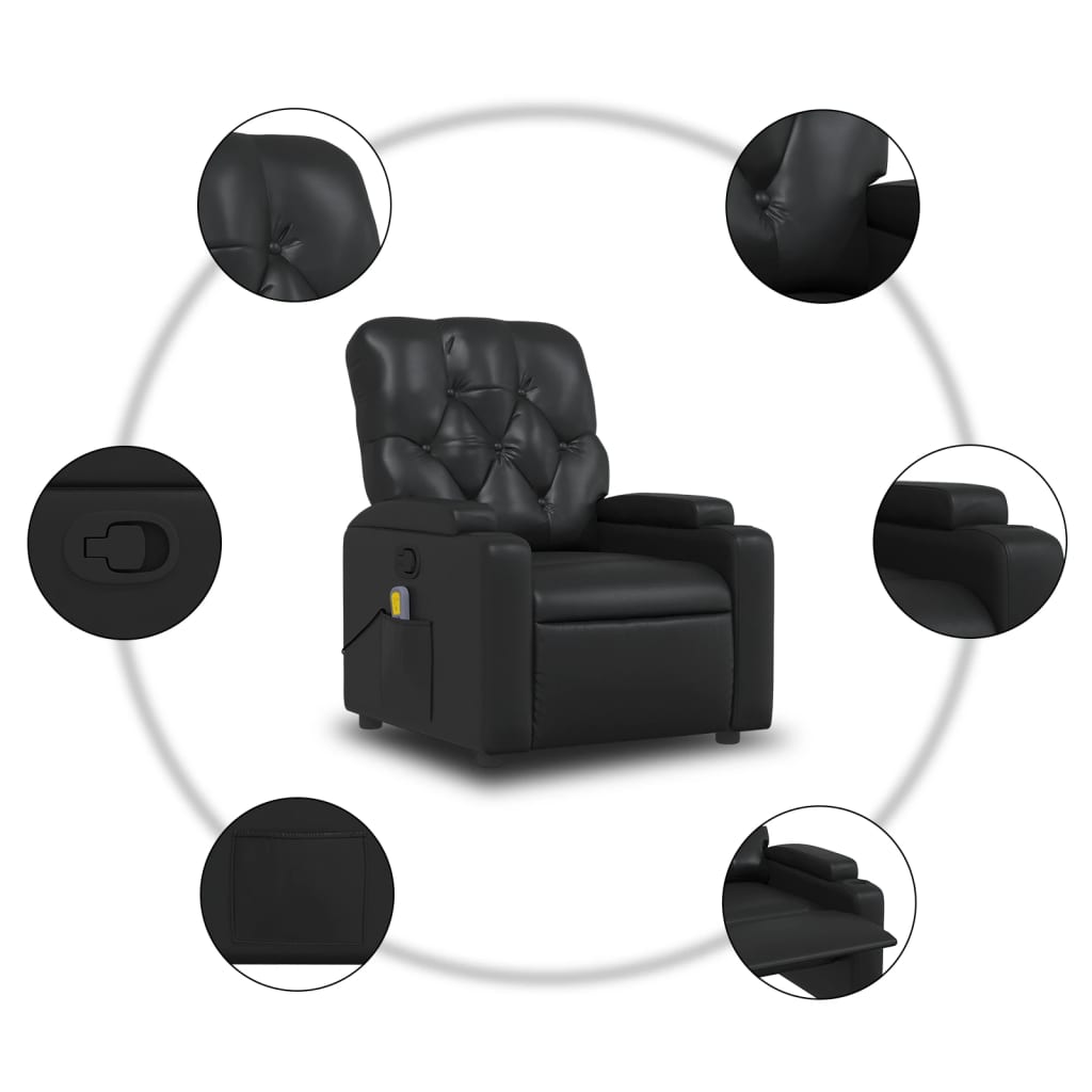 vidaXL Sillón reclinable de cuero sintético negro