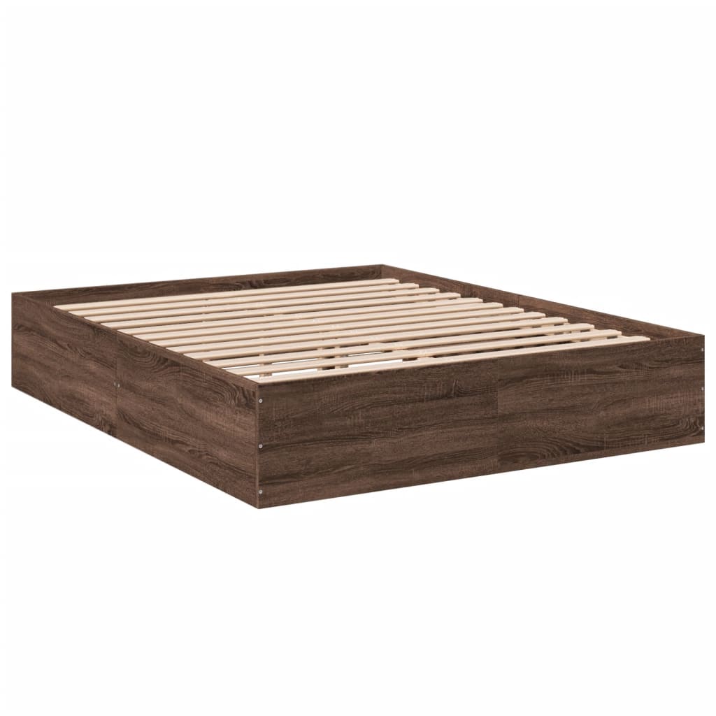 vidaXL Estructura de cama madera de ingeniería marrón roble 150x200 cm