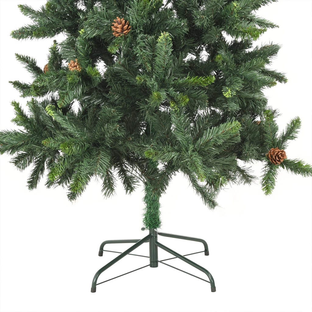 vidaXL Árbol de Navidad artificial iluminado con luces y piñas 210 cm