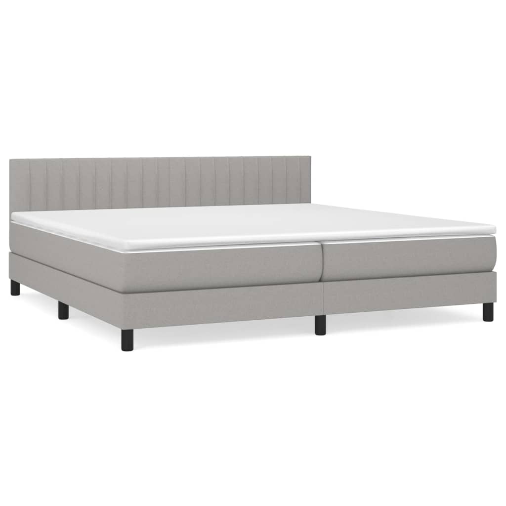 vidaXL Cama box spring con colchón tela gris claro 200x200 cm