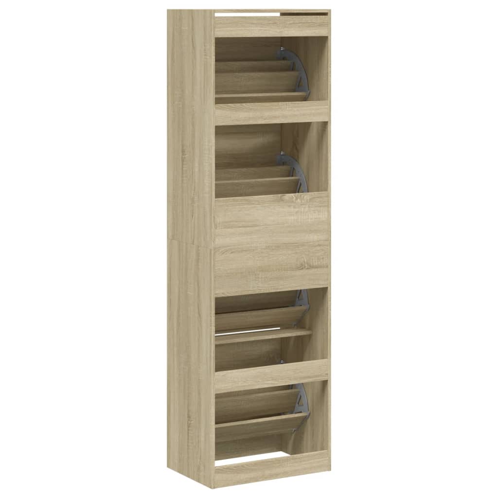 vidaXL Mueble zapatero 4 cajones abatibles roble Sonoma 60x42x204 cm