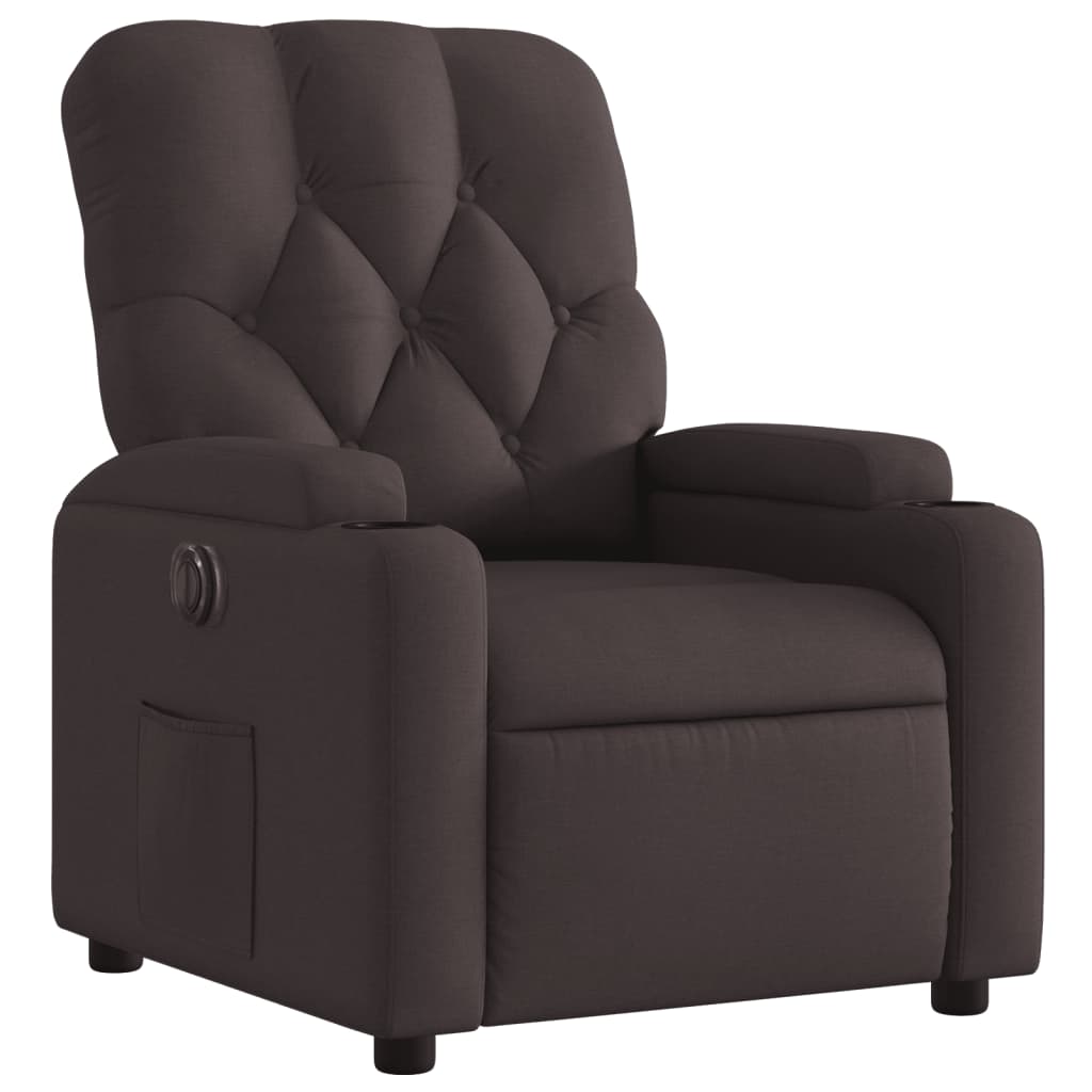 vidaXL Sillón reclinable eléctrico tela marrón oscuro