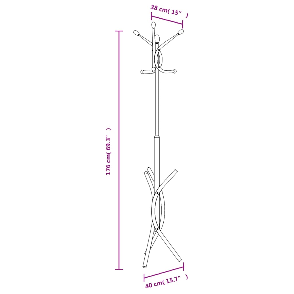 vidaXL Perchero de hierro con recubrimiento en polvo blanco 176 cm