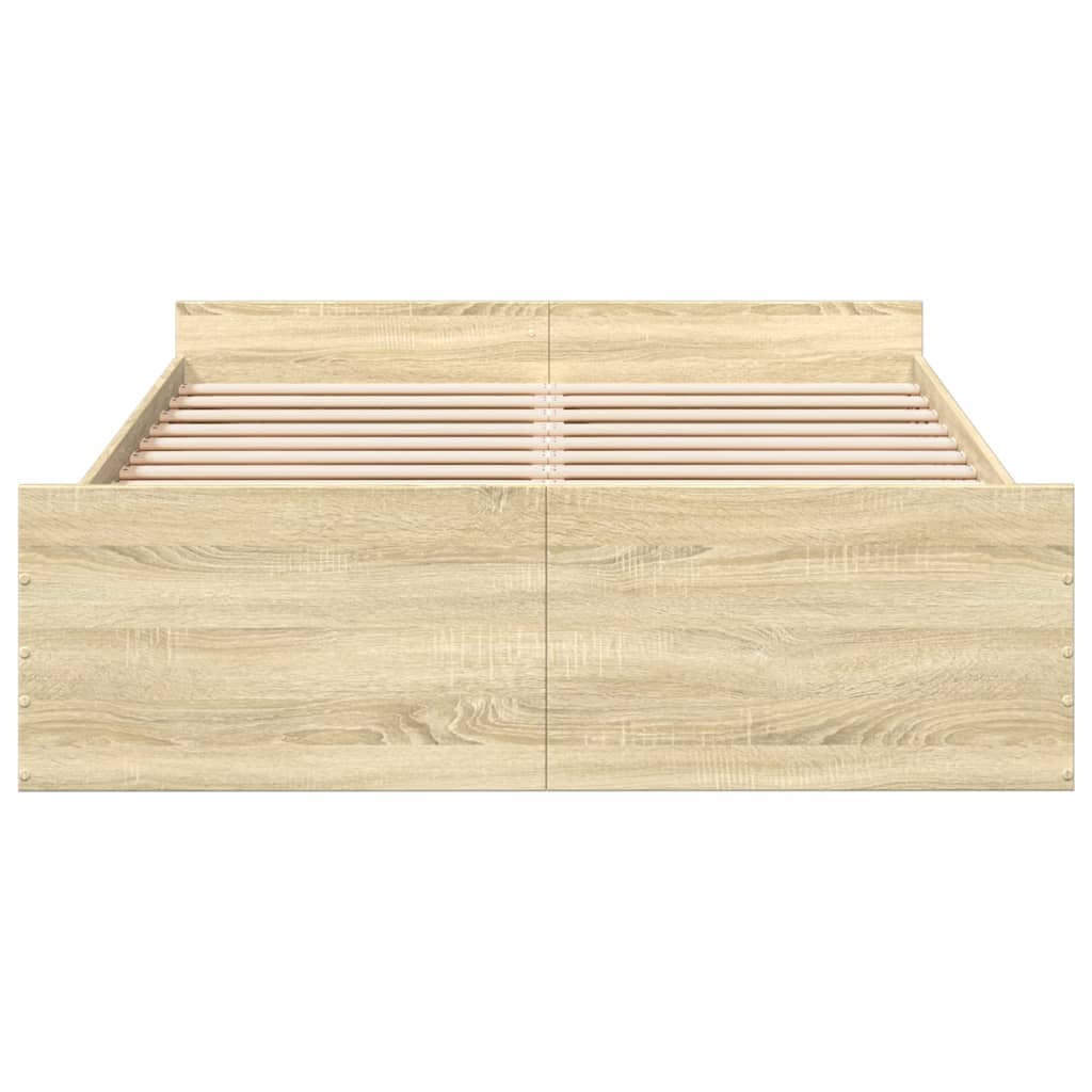 vidaXL Cama con cajones madera ingeniería roble Sonoma 120x200 cm