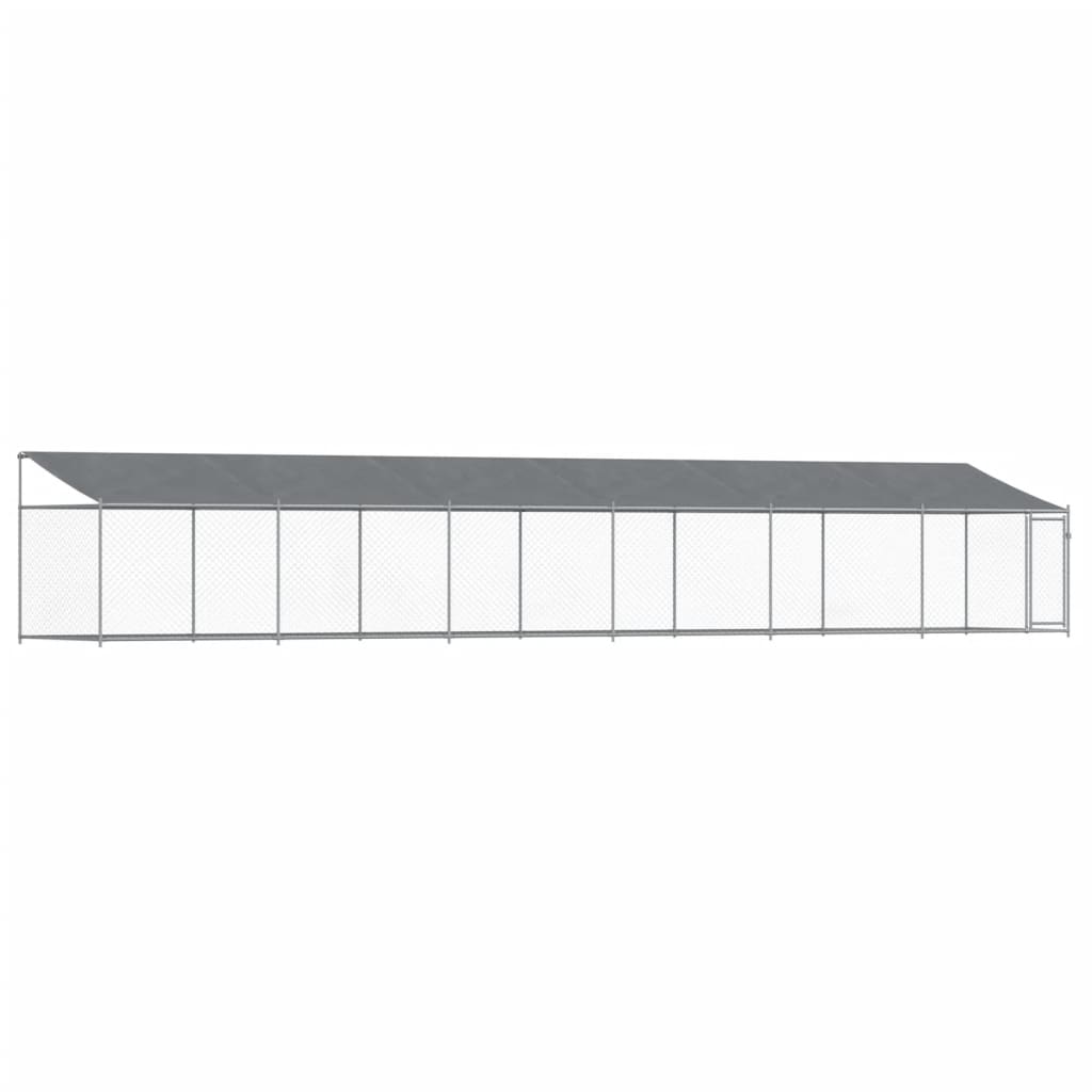 vidaXL Jaula de perros techo y puerta acero galvanizado gris 12x2x2 m