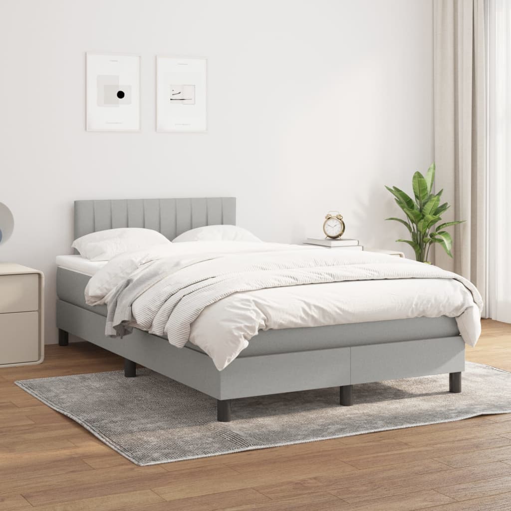 vidaXL Cama box spring con colchón tela gris claro 120x200 cm