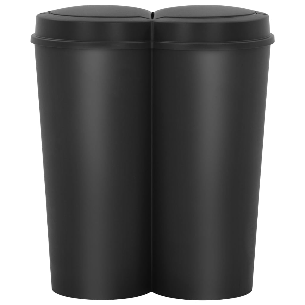 vidaXL Cubo de basura doble negro 50 L