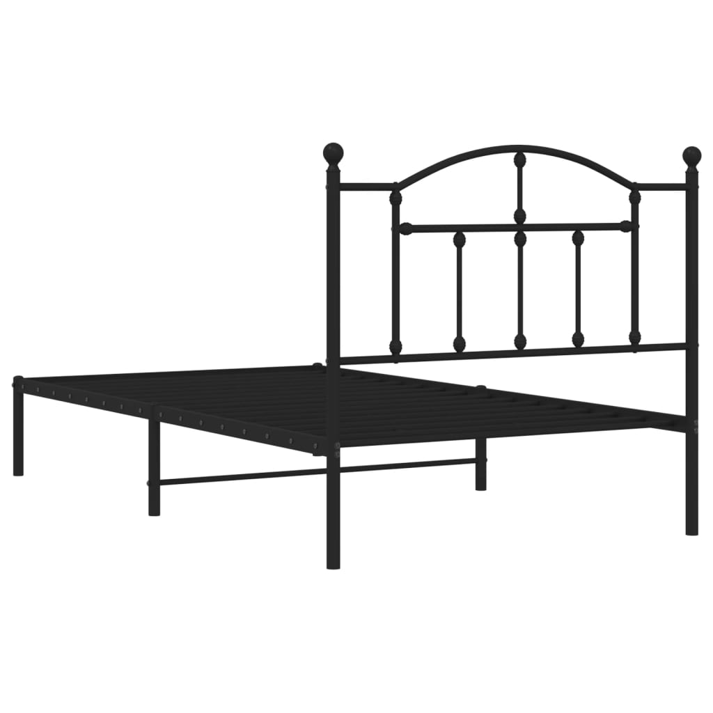 vidaXL Estructura cama sin colchón con cabecero metal negro 100x190 cm