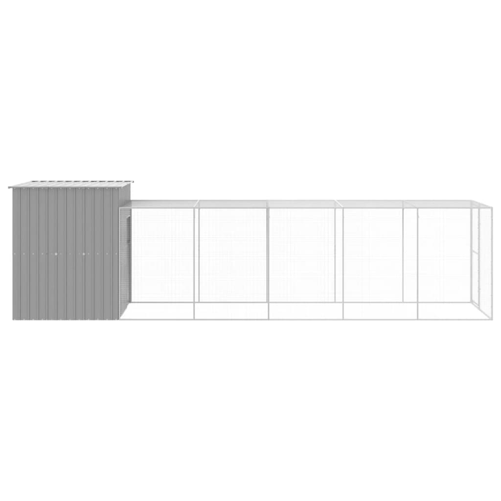 vidaXL Gallinero con corral acero galvanizado gris claro 165x659x181cm