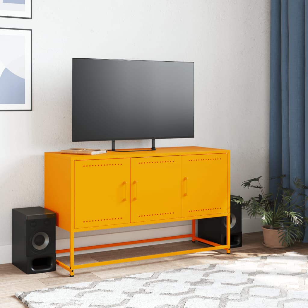 vidaXL Mueble para TV de acero amarillo mostaza 100,5x39x60,5 cm