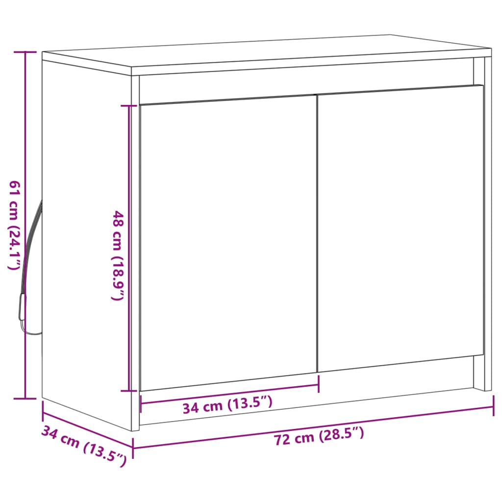 vidaXL Aparador con LED madera de ingeniería roble Sonoma 72x34x61 cm