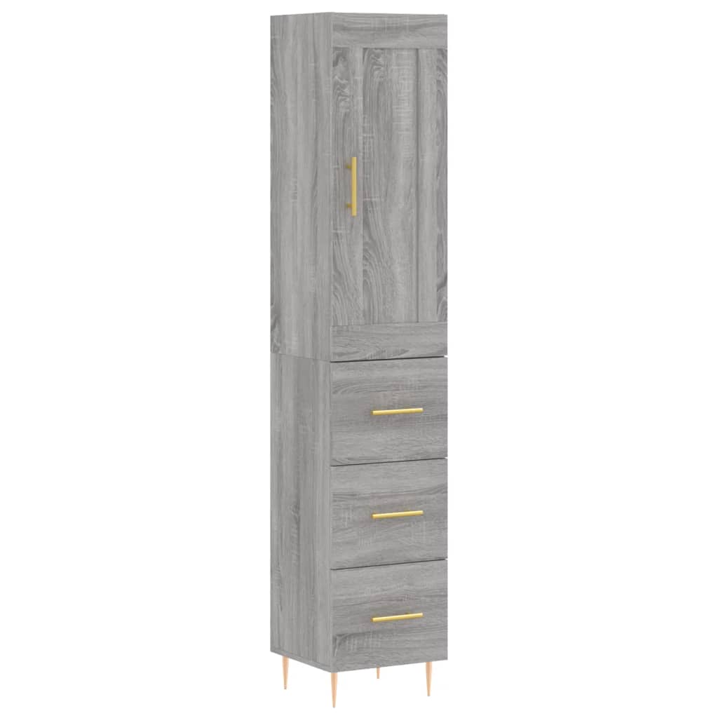 vidaXL Aparador alto madera contrachapada gris Sonoma 34,5x34x180 cm