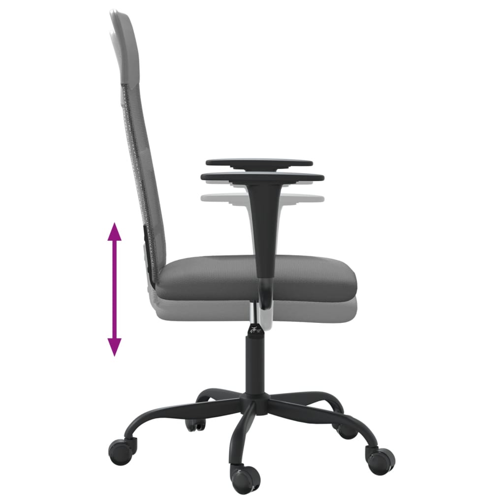 vidaXL Silla de oficina altura ajustable tela malla y cuero PE gris