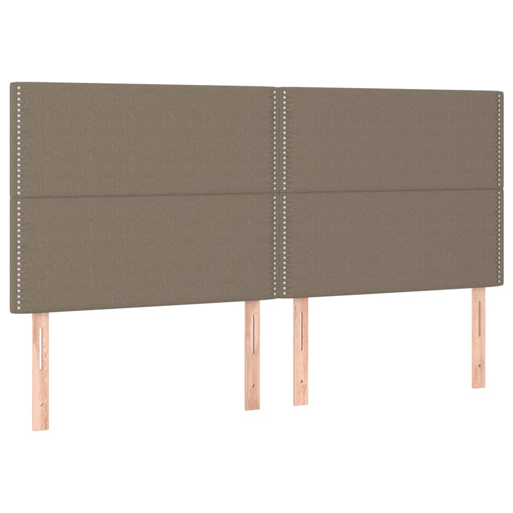 vidaXL Cama box spring colchón y luces LED tela gris taupe 180x200 cm