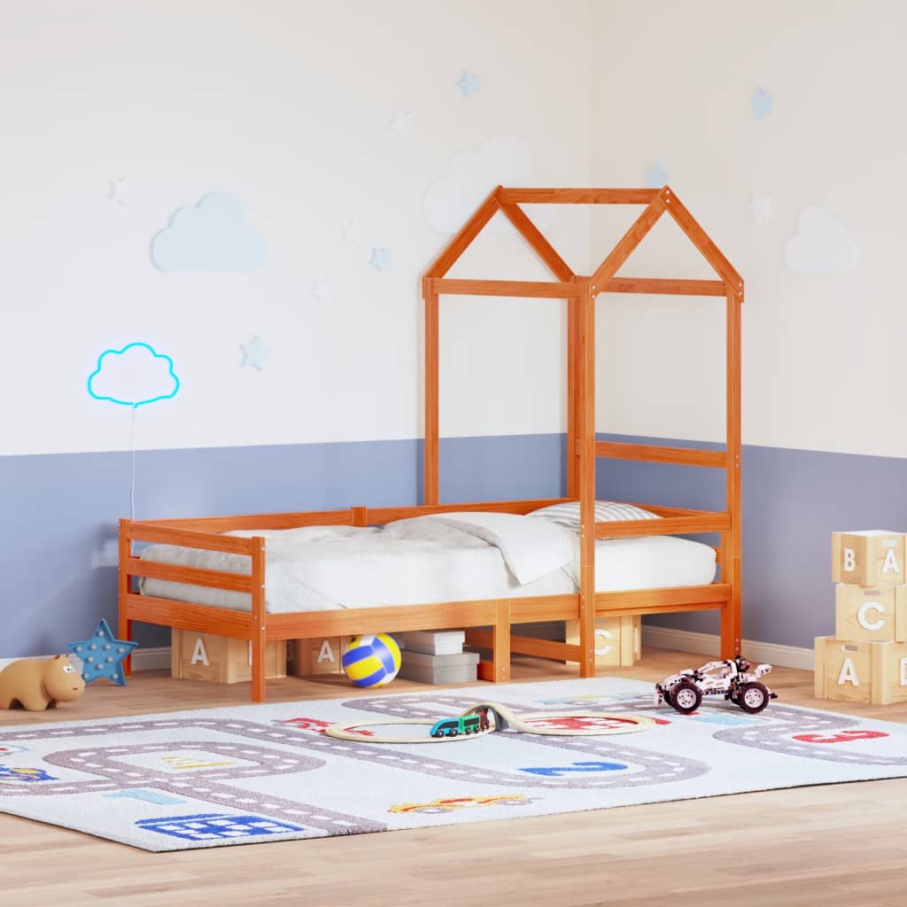 vidaXL Techo de cama infantil madera maciza pino marrón 98x70x176,5 cm