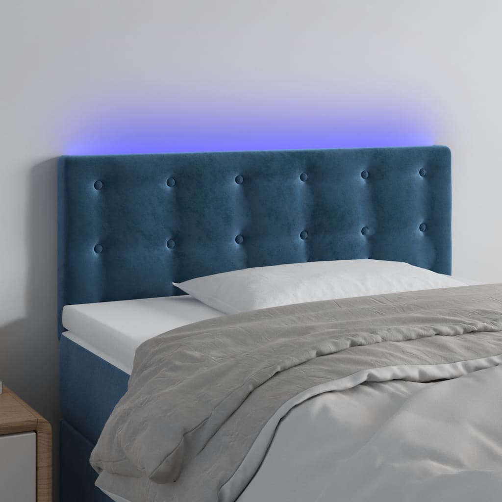 vidaXL Cabecero con LED de terciopelo azul oscuro 80x5x78/88 cm