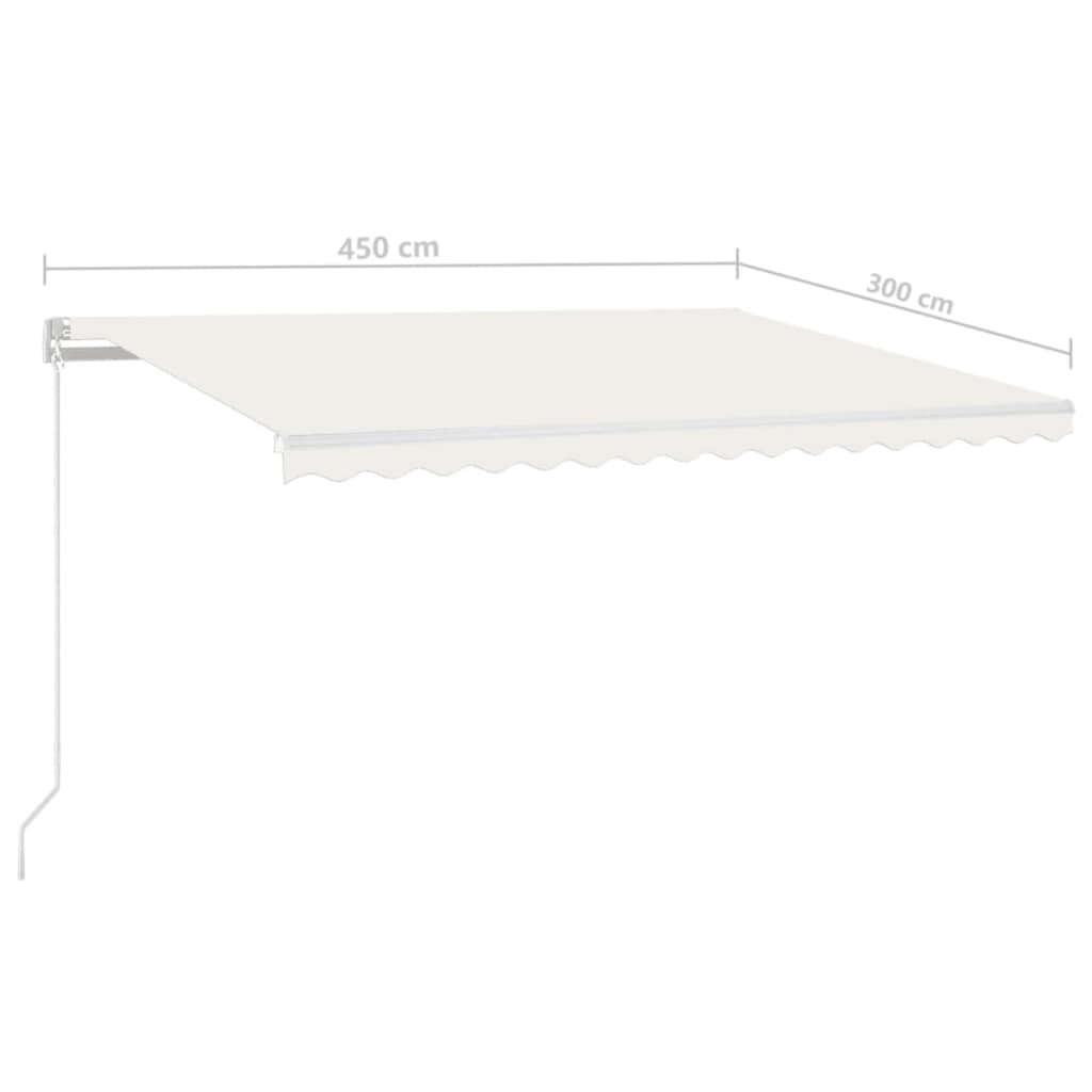 vidaXL Toldo automático con LED y sensor de viento crema 450x300 cm