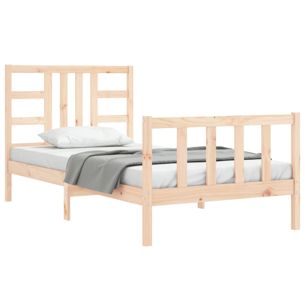 vidaXL Estructura de cama con cabecero madera maciza 90x190 cm