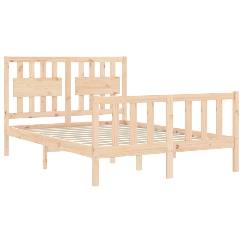 vidaXL Estructura de cama con cabecero madera maciza 140x200 cm