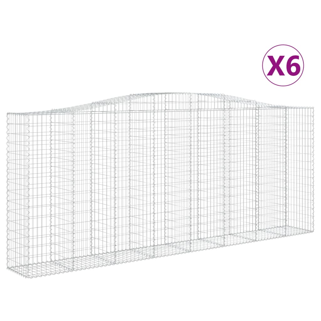 vidaXL Cestas de gaviones 6 uds forma de arco hierro 400x50x160/180 cm