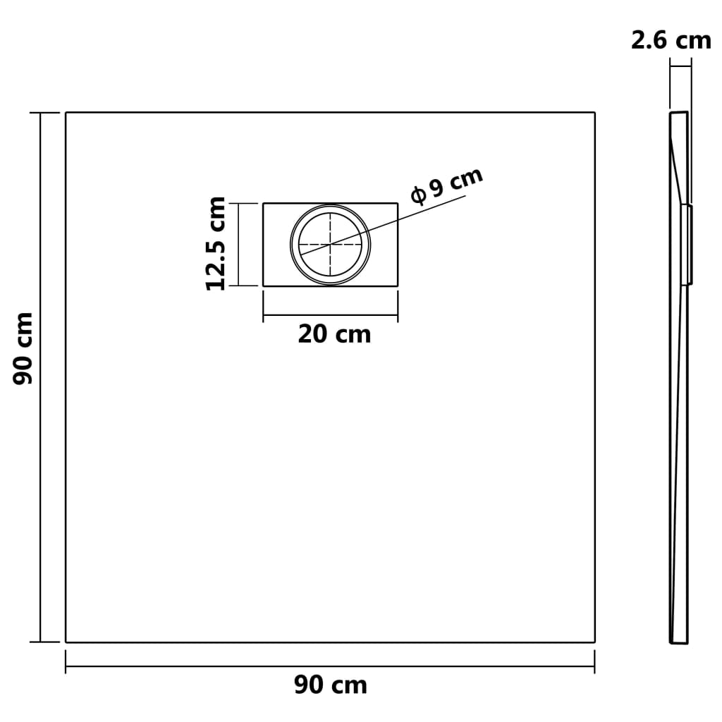 vidaXL Plato de ducha SMC marrón 90x90 cm