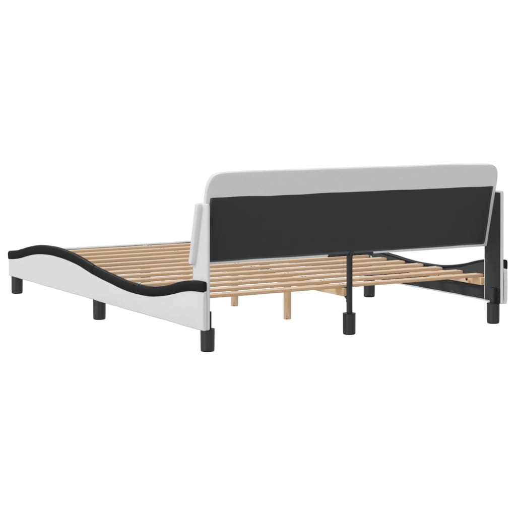 vidaXL Estructura cama cabecero cuero sintético blanco negro 160x200cm