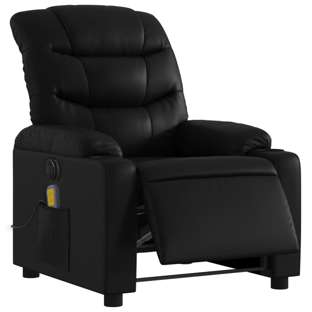 vidaXL Sillón de masaje reclinable eléctrico cuero sintético negro