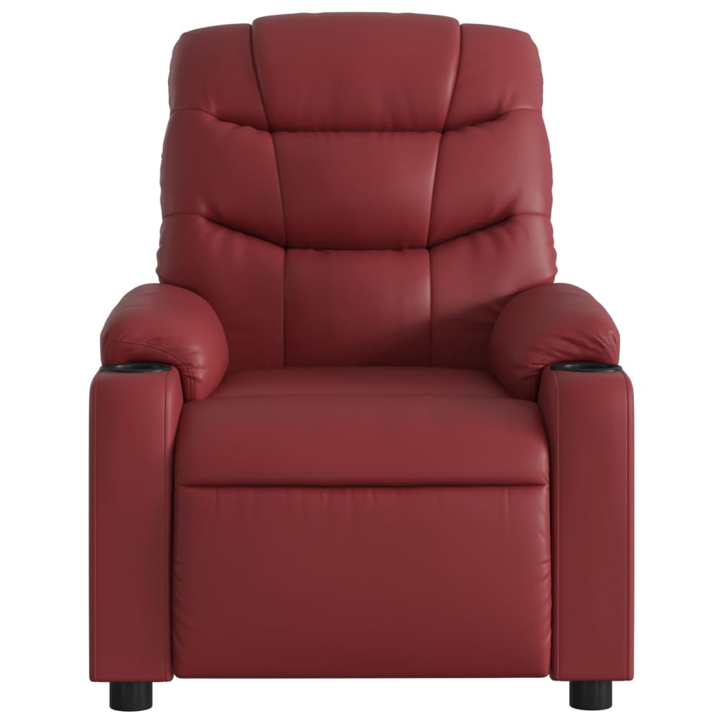 vidaXL Sillón reclinable eléctrico de cuero sintético rojo tinto