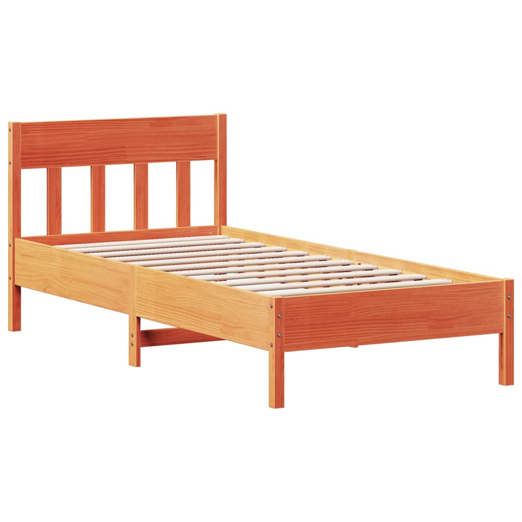 vidaXL Estructura de cama sin colchón madera maciza marrón 75x190 cm