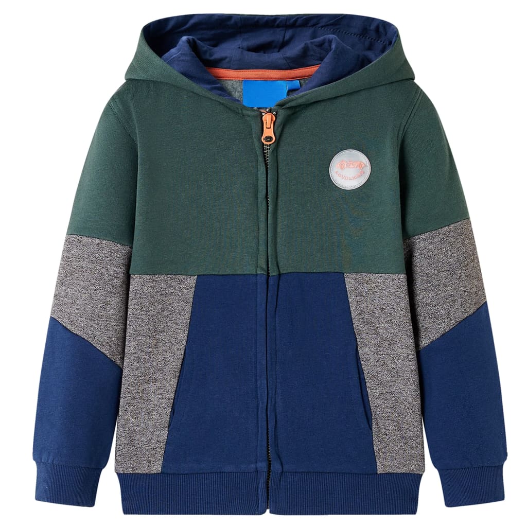 Sudadera infantil con capucha y cremallera verde oscuro 104