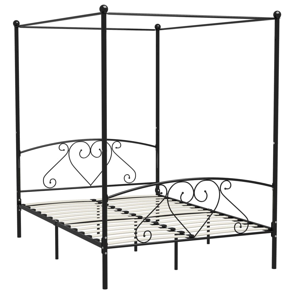 vidaXL Estructura cama con dosel sin colchón metal negro 160x200 cm