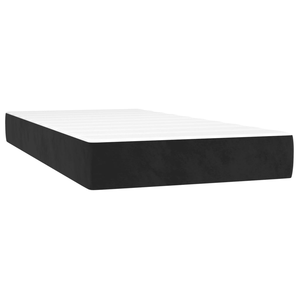 vidaXL Cama box spring colchón y LED terciopelo negro 100x200 cm