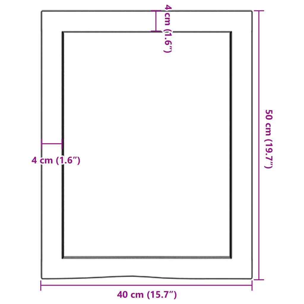 vidaXL Encimera de baño madera maciza sin tratar 40x50x(2-4) cm