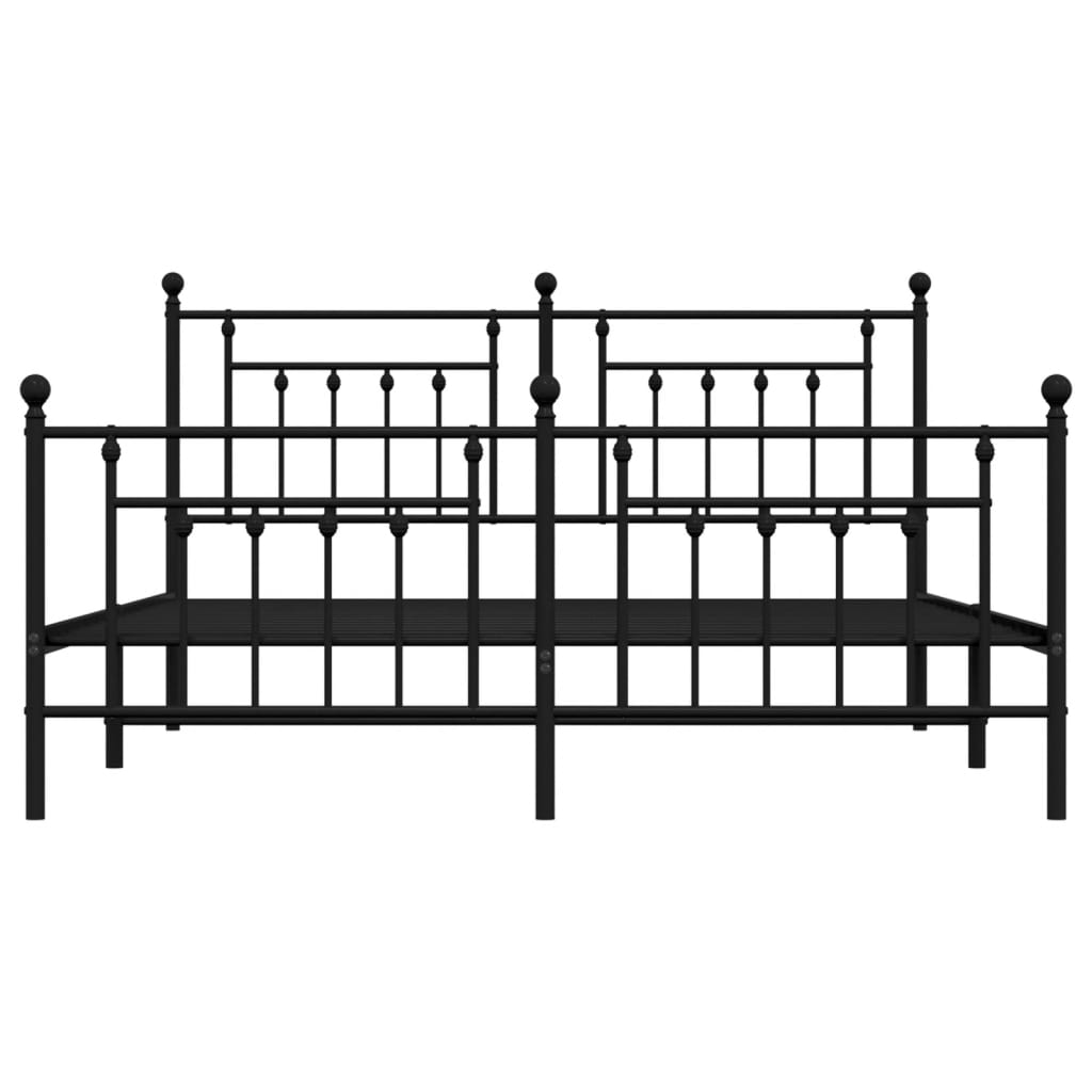 vidaXL Estructura de cama cabecero y estribo metal negro 183x213cm