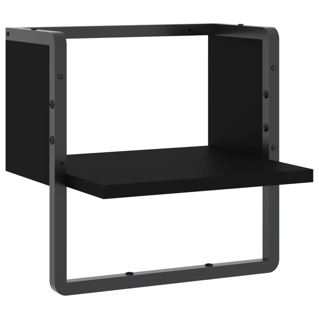 vidaXL Estante de pared con barra negro 30x25x30 cm