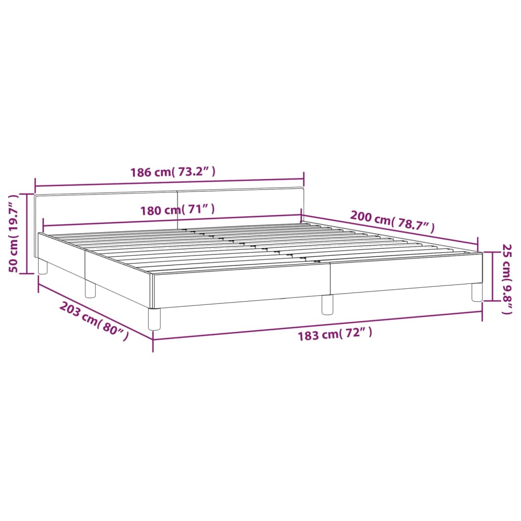 vidaXL Cama sin colchón tela gris claro 180x200 cm