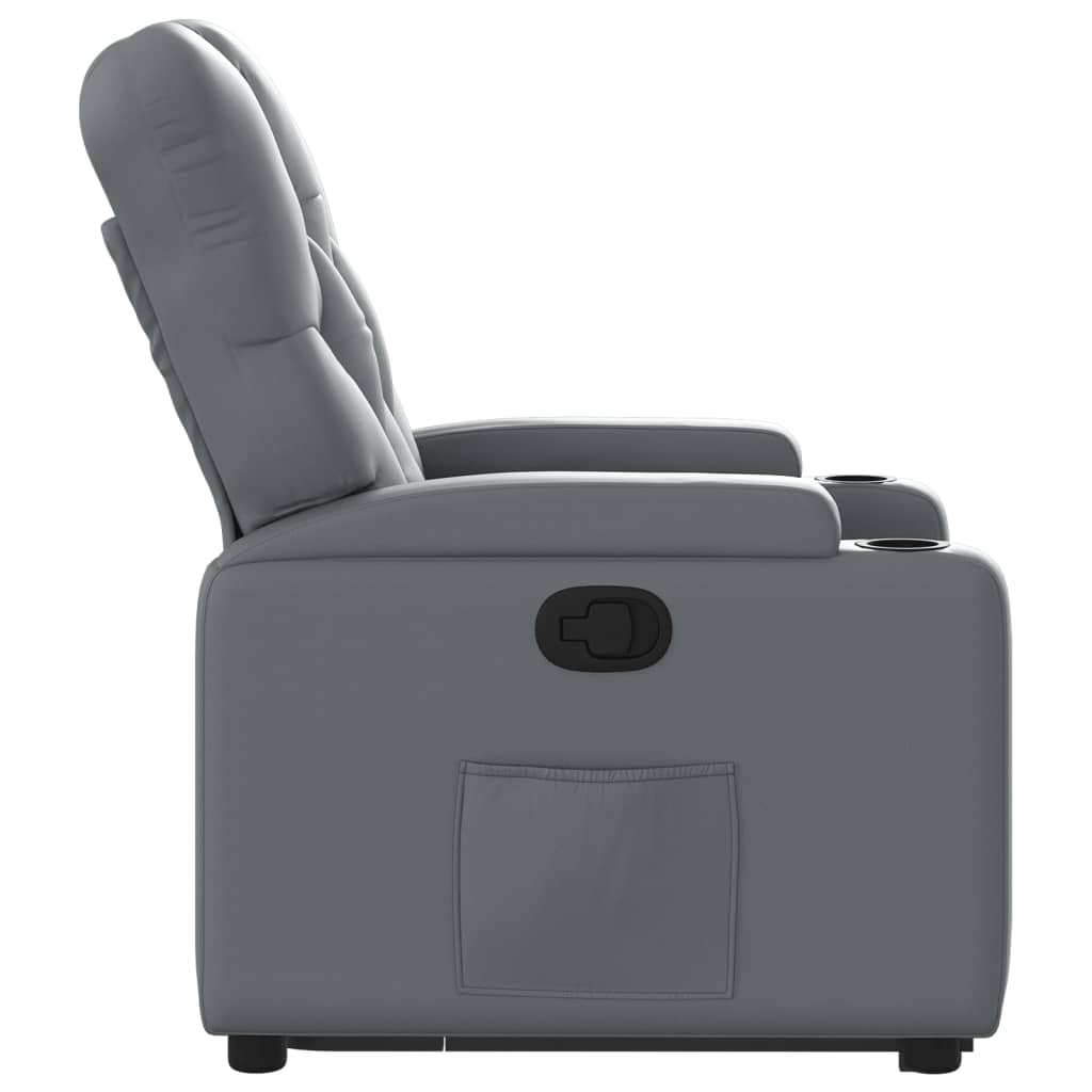 vidaXL Sillón reclinable elevable cuero artificial gris