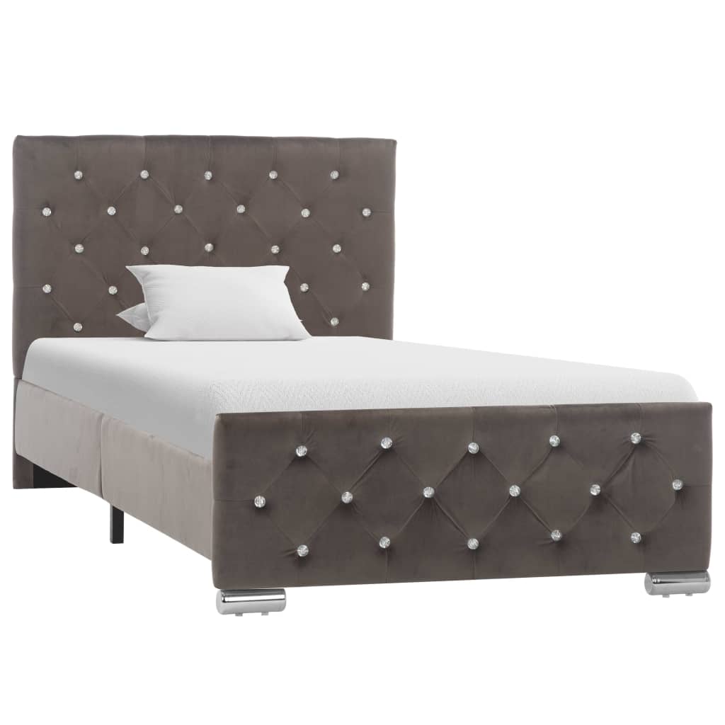 vidaXL Estructura de cama sin colchón terciopelo gris 90x200 cm