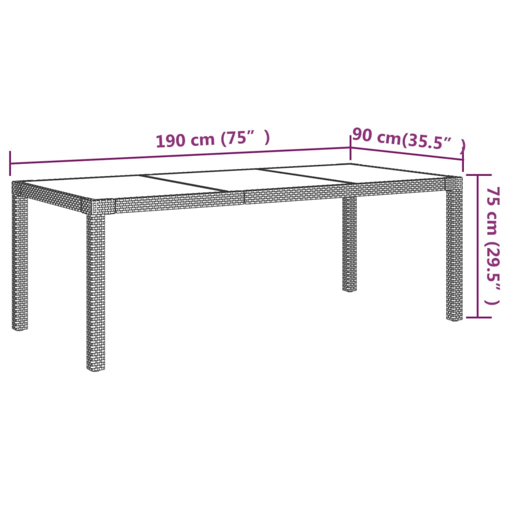 vidaXL Juego de comedor de jardín 7 piezas ratán sintético negro