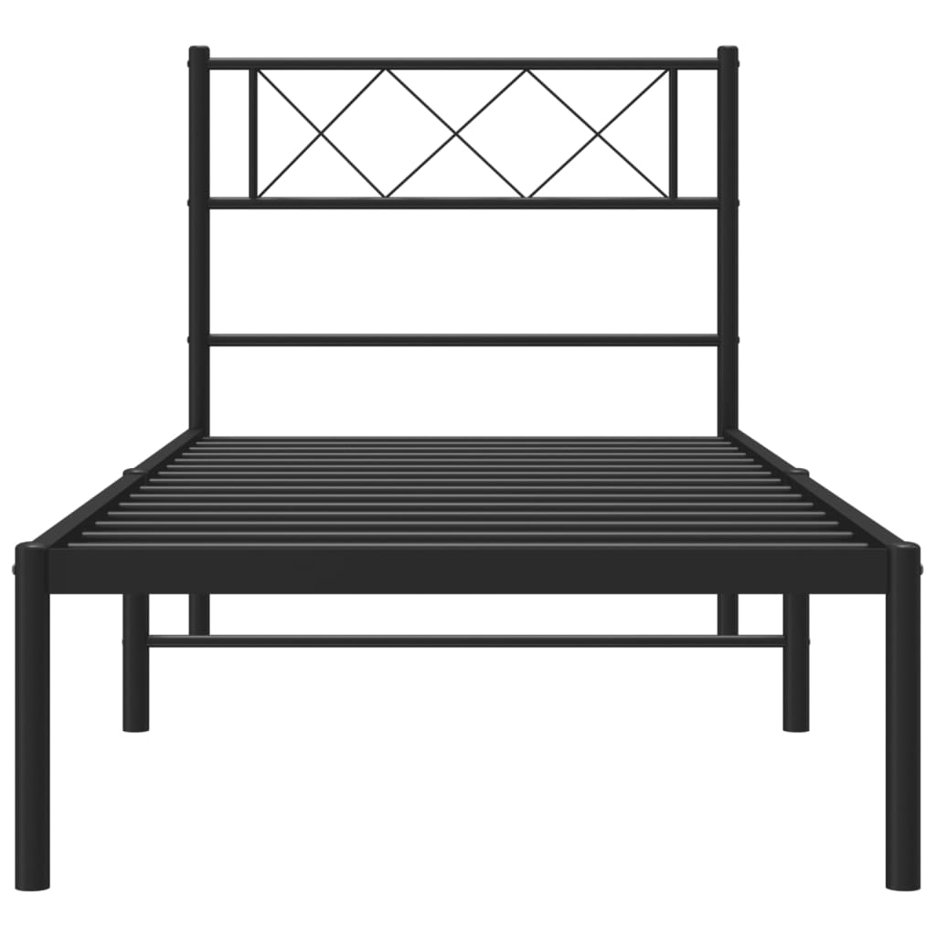 vidaXL Estructura cama sin colchón con cabecero metal negro 100x190 cm