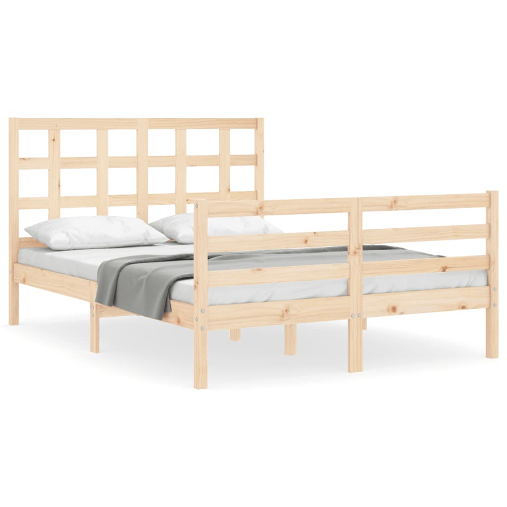 vidaXL Estructura de cama con cabecero madera maciza 140x200 cm