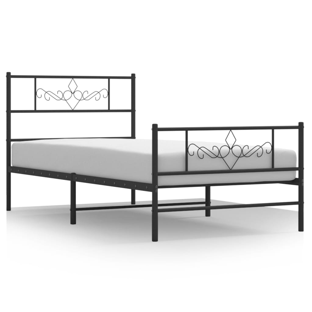 vidaXL Estructura cama sin colchón con estribo metal negro 100x190 cm