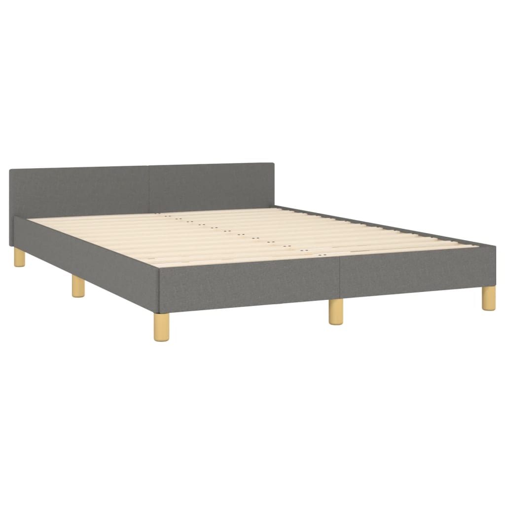 vidaXL Estructura de cama con cabecero de tela gris oscuro 140x190 cm