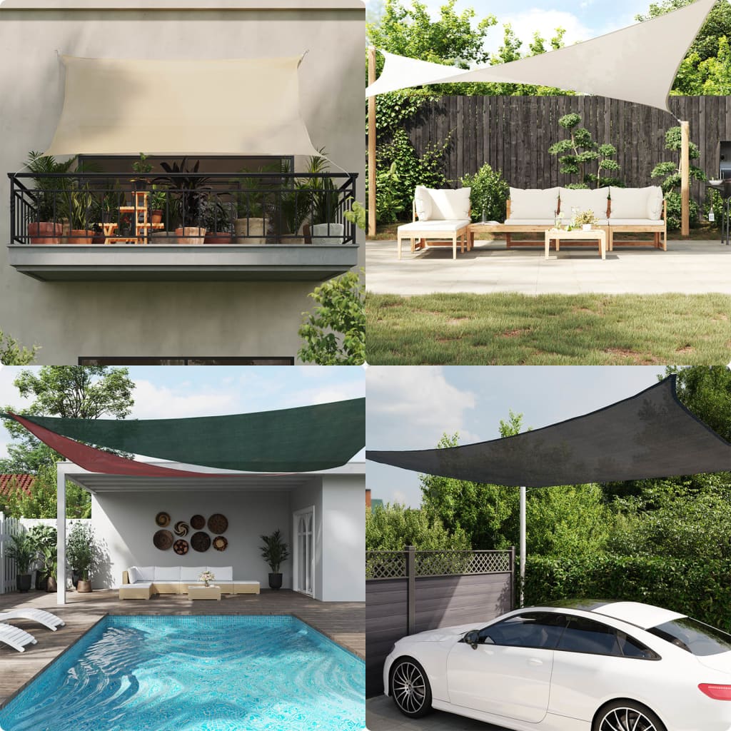 vidaXL Toldo de vela cuadrado HDPE arena 160 g/m² 6x6 m