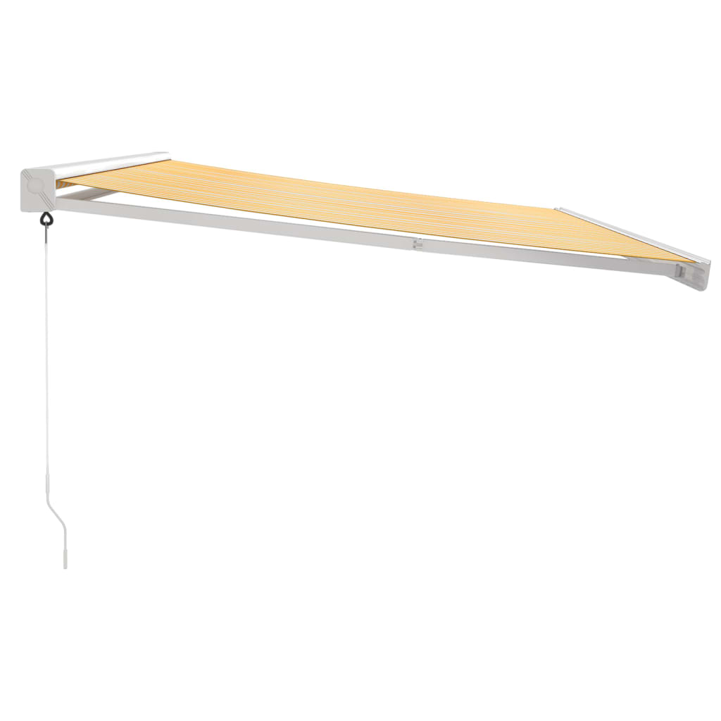 vidaXL Toldo retráctil aluminio y tela amarillo y blanco 4x3 m