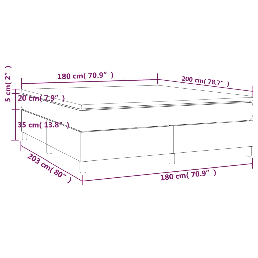 vidaXL Cama box spring con colchón tela color crema 180x200 cm