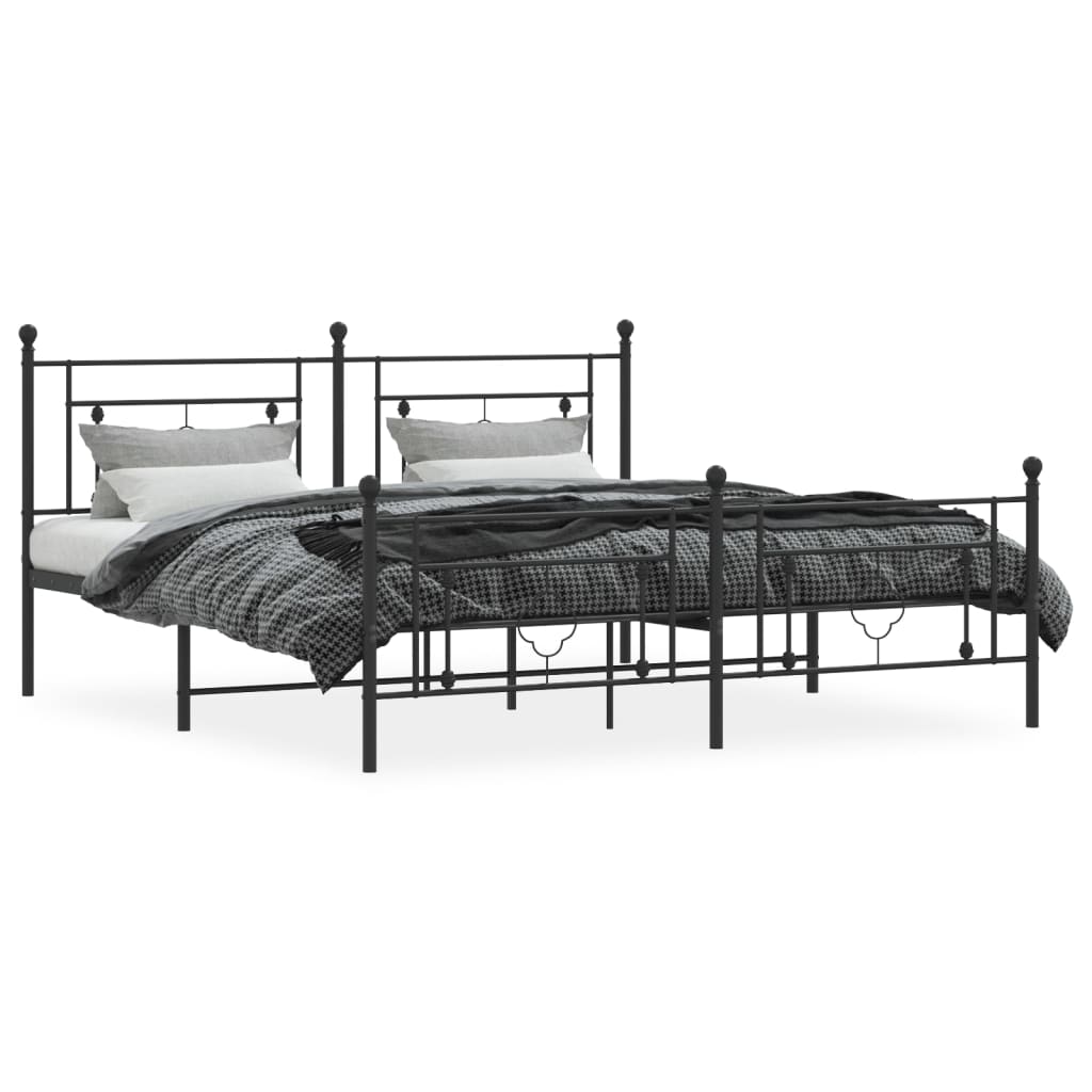 vidaXL Estructura cama sin colchón con estribo metal negro 180x200 cm