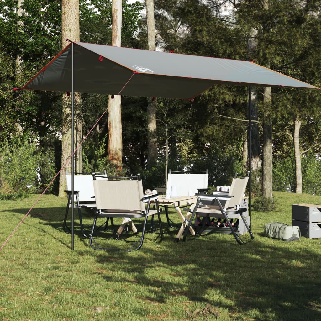 vidaXL Lona de camping impermeable gris y naranja 360x294 cm