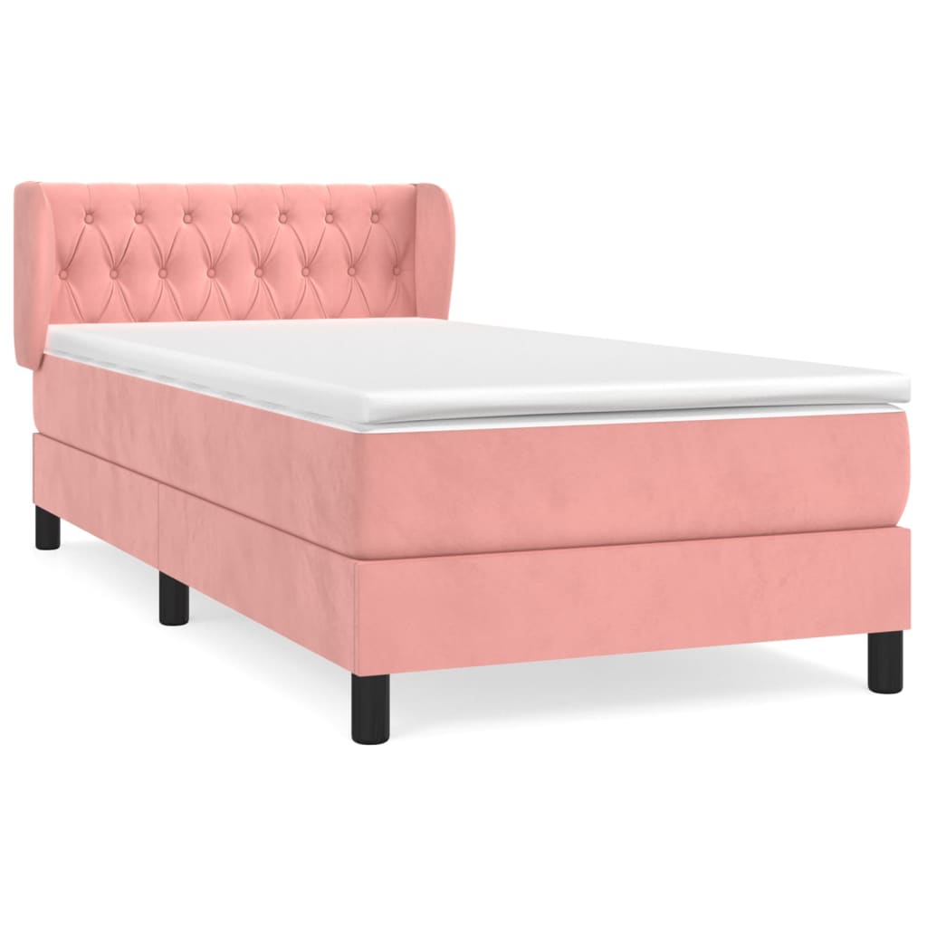 vidaXL Cama box spring con colchón terciopelo rosa 100x200 cm