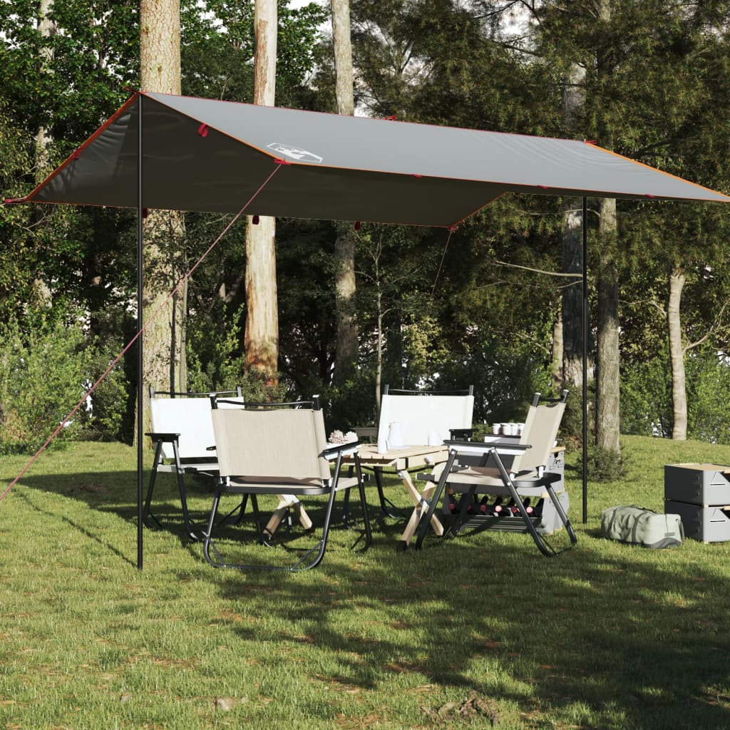 vidaXL Lona de camping impermeable gris y naranja 400x294 cm